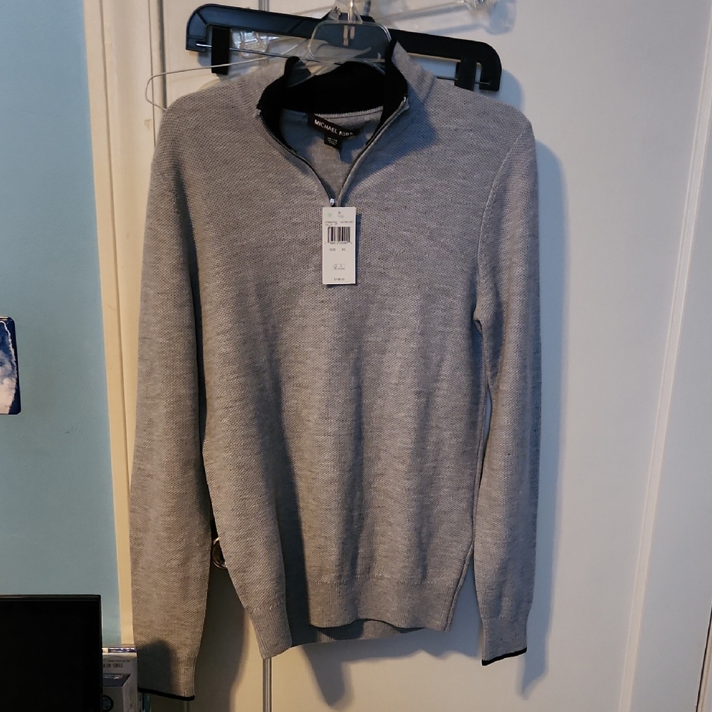 MICHAEL Michael Kors Men's Light Gray Zip-Up Sweater